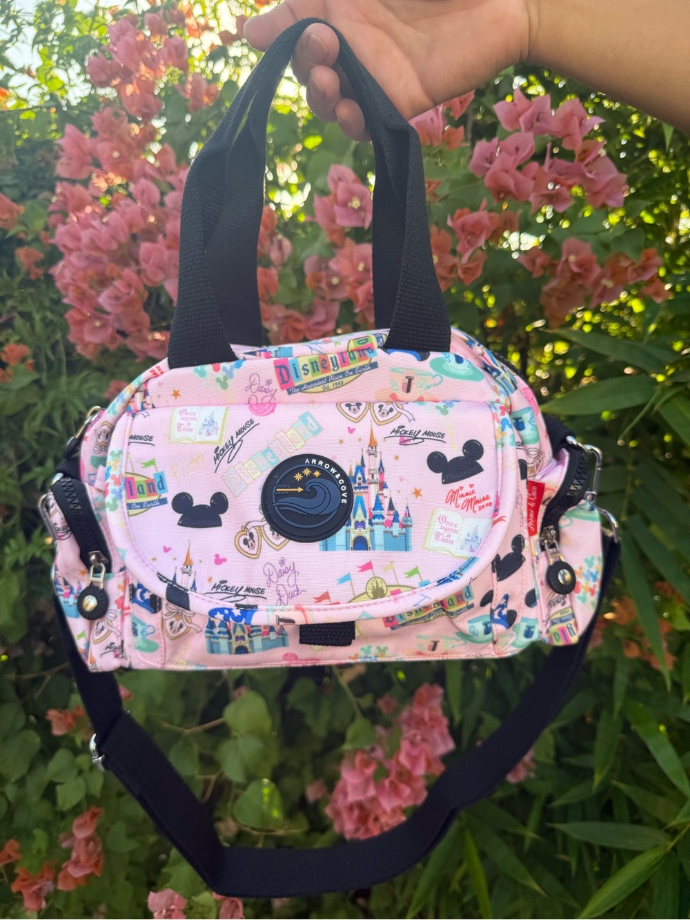 Disney Parks Pink Castle Print Crossbody Satchel - Unbranded